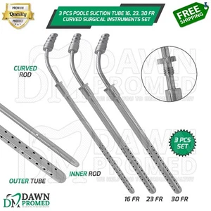 3 Stück Poole Saugrohr 16, 23 & 30 FR O.D. Gebogene chirurgische Instrumente Set - Bild 1 von 8