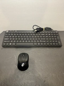 HP Wired USB Keyboard Slim SK-2028 Includes Mouse & Dongle! Tested Works Great. - Picture 1 of 6