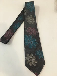 Vintage Matt Andrews Collection Herren Krawatte, grau, blau, rosa & silber geblümt - Bild 1 von 6
