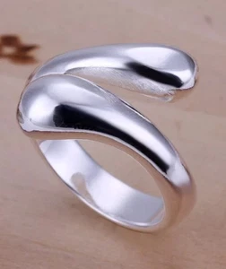 Anillo ajustable chapado en plata de ley 925 lágrima pulgar banda anillo Reino Unido - Imagen 1 de 8