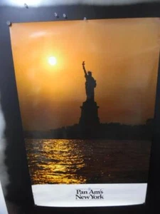 c.1970 Póster de Viaje de Pan Am a Nueva York Estatua de la Libertad Ted Barco De Colección Nueva York - Imagen 1 de 6