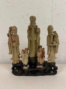 Antique Chinese Soapstone Carving Figural Group 5 Figures on a Stand - Picture 1 of 22