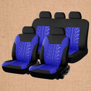Polyester Fabric Blue Full Set Car Seat Cover Front Rear Seat Cushion Mat - Bild 1 von 1