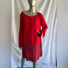 Eileen Fisher 100% Silk Red Colorblock Dress Size M Long Sleeve