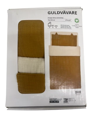 New IKEA GULDVAVARE 3-piece Bedlinen Set for Crib Dark Yellow/Beige 205.302.87 - Image 1 of 3