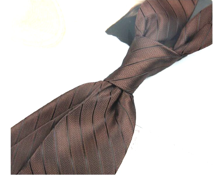 New Classic Striped Brown JACQUARD WOVEN 100% Silk Men's Necktie Tie - Image 1 of 1