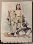Signed Nathaniel K Gibbs water color painting of Woman