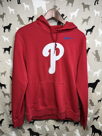 Philadelphia Phillies Hoodie Mens Large Red Nike Baseball Team Sweatshirt Cover
