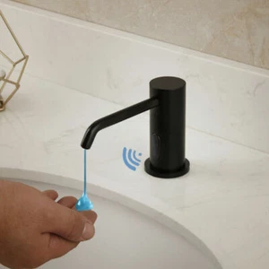 500ml Black Bathroom Soap Dispenser Automatic Sensor Brass Deck Mounted Bottle - Picture 1 of 9