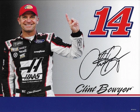 SIGNED 2018 CLINT BOWYER "BASS PRO/HAAS" #14 NASCAR MONSTER ENERGY B/B POSTCARD Cover