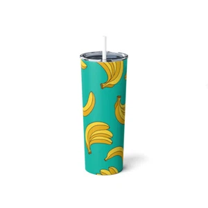 Bananas on Teal Skinny Steel Tumbler with Straw, 20oz - Picture 1 of 9