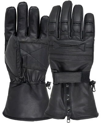 Guantes de motocicleta para hombre Geniune cuero cálido invierno clima frío guante de dedo completo Foto 1 de 4
