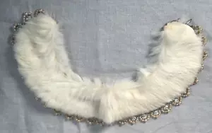 1950 Collar 100% Rabbit Fur & Pearl Trim Rayon Lining Made in Japan Hand Made - Picture 1 of 9