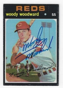 Autographed WOODY WOODWARD Cincinnati Reds 1971 TOPPS card #496 w/COA - Picture 1 of 1