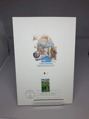 ALASKA STATEHOOD 1959-1984 STAMP W/ POSTCARD ~FIRST DAY OF  ISSUE! - Image 1 of 2