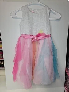 Jessica Ann Girls Rainbow & White Dress Size 6x - Picture 1 of 7