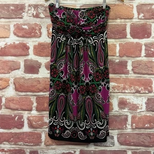 Soma Kleid Damen Medium schwarz bunt Boho Blumen trägerlos Röhre Popover - Bild 1 von 8