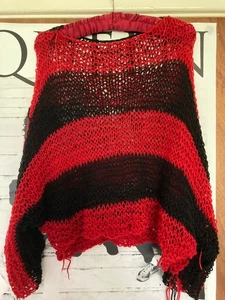 Handmade Knitted Jumper. M-2XL Stretchy. Grunge.Red and Black Stripes. Brand New - Picture 1 of 4