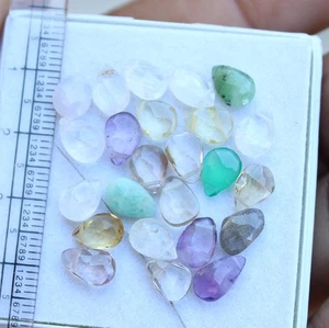 Cuentas de piedras preciosas sueltas de briolette facetadas mezcla natural de 20,20 quilates 24 piezas - Imagen 1 de 4