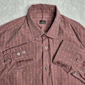 Paul Smith Hemd Herren Medium rot/braun Allover Print Knopfleiste Designer Baumwolle - Bild 1 von 12