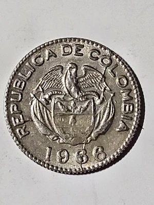 1966 COLUMBIA 10 CENTAVOS  COIN 3 MAJOR DIE CRACKS FILLED 6 ERRORS RARE N/C SHIP - Image 1 of 4