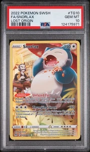 2022 POKEMON SWORD & SHIELD LOST ORIGIN #TG10 FULL ART/SNORLAX PSA 10 - Picture 1 of 2