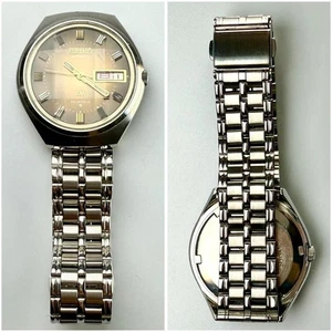 Seiko LM automatic day-date cut glass 5606-7300 Gradient Dial Silver tone Used - Picture 1 of 10
