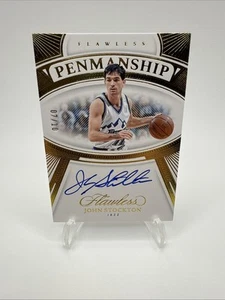 2023-24 Panini Flawless Penmanship John Stockton ON CARD AUTO SSP GOLD /10 Jazz - Picture 1 of 3