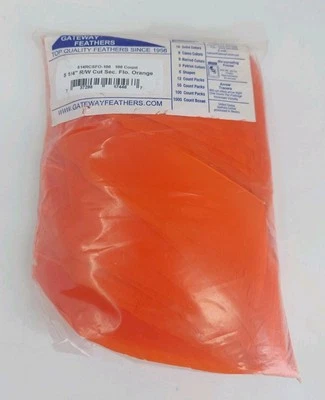 100 Pack Gateway Feathers 5" Right Wing Cut Section Fluorescent Orange 514RCSFO - Image 1 of 4