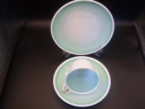 Platillos y platos laterales vintage de tazas de té Susie Cooper arlequín tríos. - Imagen 1 de 5