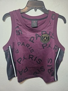 Womens Nike Jordan PSG Paris Saint Germain Cropped Tank Purple #CU5707-610 Sz MD - Picture 1 of 14