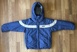 Vintage 1995 Patagonia Medium Kids Guide Parka Hooded Puffer Ski Jacket Blue - Picture 1 of 10