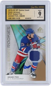 Adam Fox Rangers Signed '19-20 Upper Deck Relic #127 #/599 CGC 9/10 Rookie Card - Picture 1 of 3
