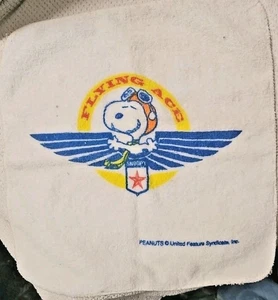 PEANUTS SNOOPY FLYING ACE WASHCLOTH 12 X 11" JAY FRANCO TAIWAN EUC Rare Vintage - Picture 1 of 5