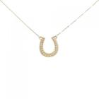 Authentic K18yg Horse Shoe Diamond Necklace 0.13Ct  #260-006-481-4186