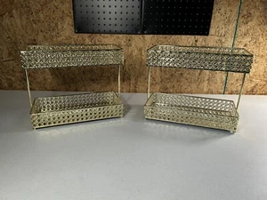 New 2 Golden Two Tier Trinket Tray Shelf Stand With Mirrors For Perfume Jewelry - Picture 1 of 5