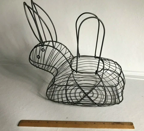 Rustic Wire Bunny Rabbit Shaped Egg Carrying Basket Cover