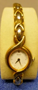 Vintage Seiko Quartz Watch Gold Tone Oval 1F20-5H79 Two Tone Band New Battery - Picture 1 of 9