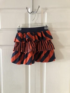 Gymboree Girls Navy Orange Tiered Skirt Size 7 - Picture 1 of 4
