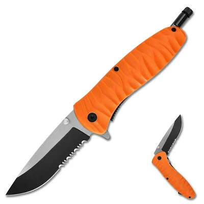 Code Orange Emergency Serrated Flashlight Pocket Knife -Hazardous Disaster Ready - Image 1 of 4