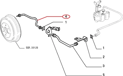 Tubo rígido freno trasero derecho OEM FIAT Marea Bravo Brava Alfa 145/6 - tambor Foto 1 de 2