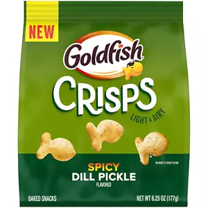 Goldfish Crisps Spicy Dill Pickle Flavored Baked Chip Crackers, 6.25 Oz Bag - Picture 1 of 13