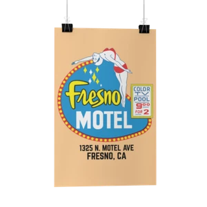 Fresno Motel Poster/Print/Greeting Car Diving Lady - Picture 1 of 2