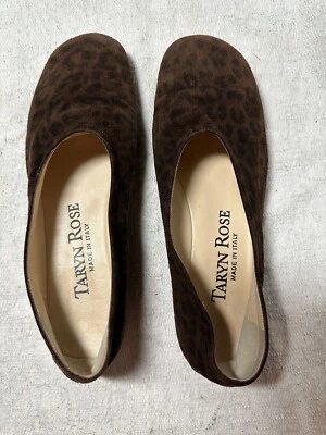 Taryn Rose Womens Suede Brown/Blk Animal Print Flat Shoe Sz 37(7) Pre-owned - Image 1 of 4