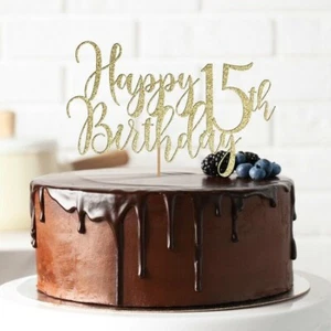 Happy 15th Birthday Cake Topper Party Decorations Anniversary 1st 21 30 40 50 60 - Picture 1 of 6