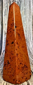 VINTAGE GENUINE BURGUNDY MARBLE OBELISK 5.5" TALL - Picture 1 of 9