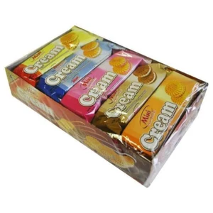 10 Pack Mini Cream Biscuits Chocolate Vanilla Strawberry Banana 350g x Pack of 3 - Picture 1 of 1