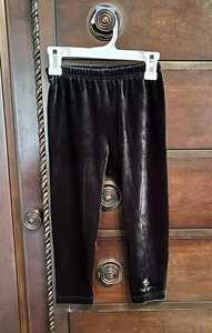 OshKosh Girls Velour Pants Leggings Black With Rose Embroidery Stretch Size 5 - Picture 1 of 5