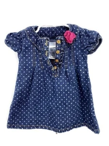 Wonder Kids blau Jeans Denim Kleid Mädchen Baby Kleinkind 12 Monate gepunktet 100 % Baumwolle - Bild 1 von 5