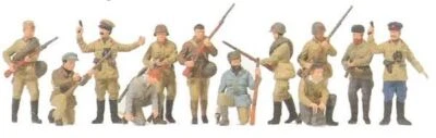 Russian Infantry Men & Partisans (12). Preiser  16530 Unfinished Plastic Kit 1/8 - Image 1 of 2